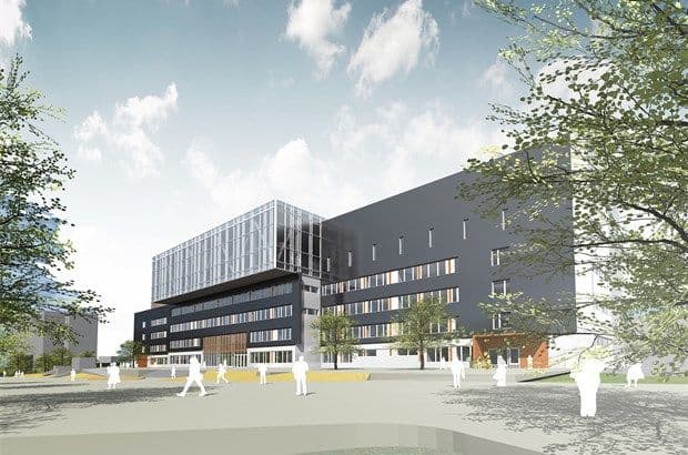 Den planlagte Brynseng skole i Oslo er eksempel på hvordan solceller brukes som et bygningselement og for lokal energiproduksjon for å oppnå nesten nullenerginivå. (illustrasjon: HRTB Arkitekter/futurebuilt.no)