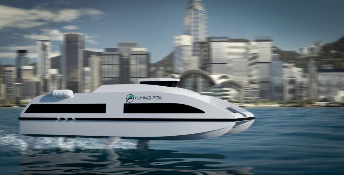 Illustrasjon av flying foil båt
