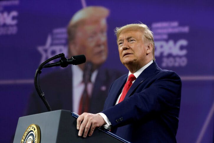 FILE PHOTO: President Donald Trump speaks at CPAC in Washington