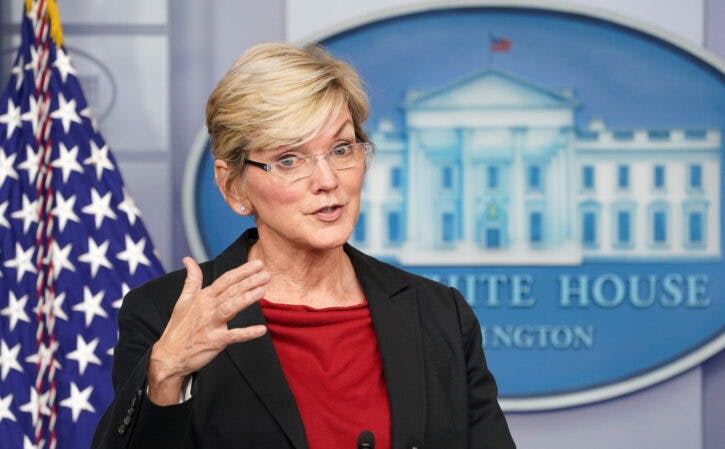 FILE PHOTO: U.S. Secretary of Energy Jennifer Granholm holds press briefing at the White House in Washington
