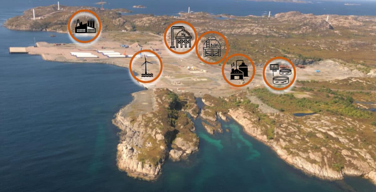 Bilde fra Lutelandet i Fjaler kommune, med industri-ikoner inntegnet