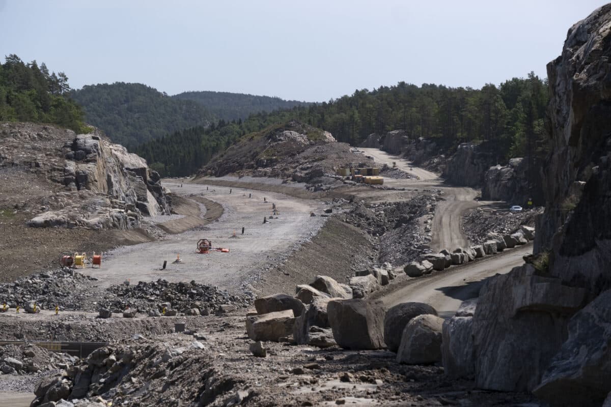 Oversikt over byggeplass ny E39 i Agder