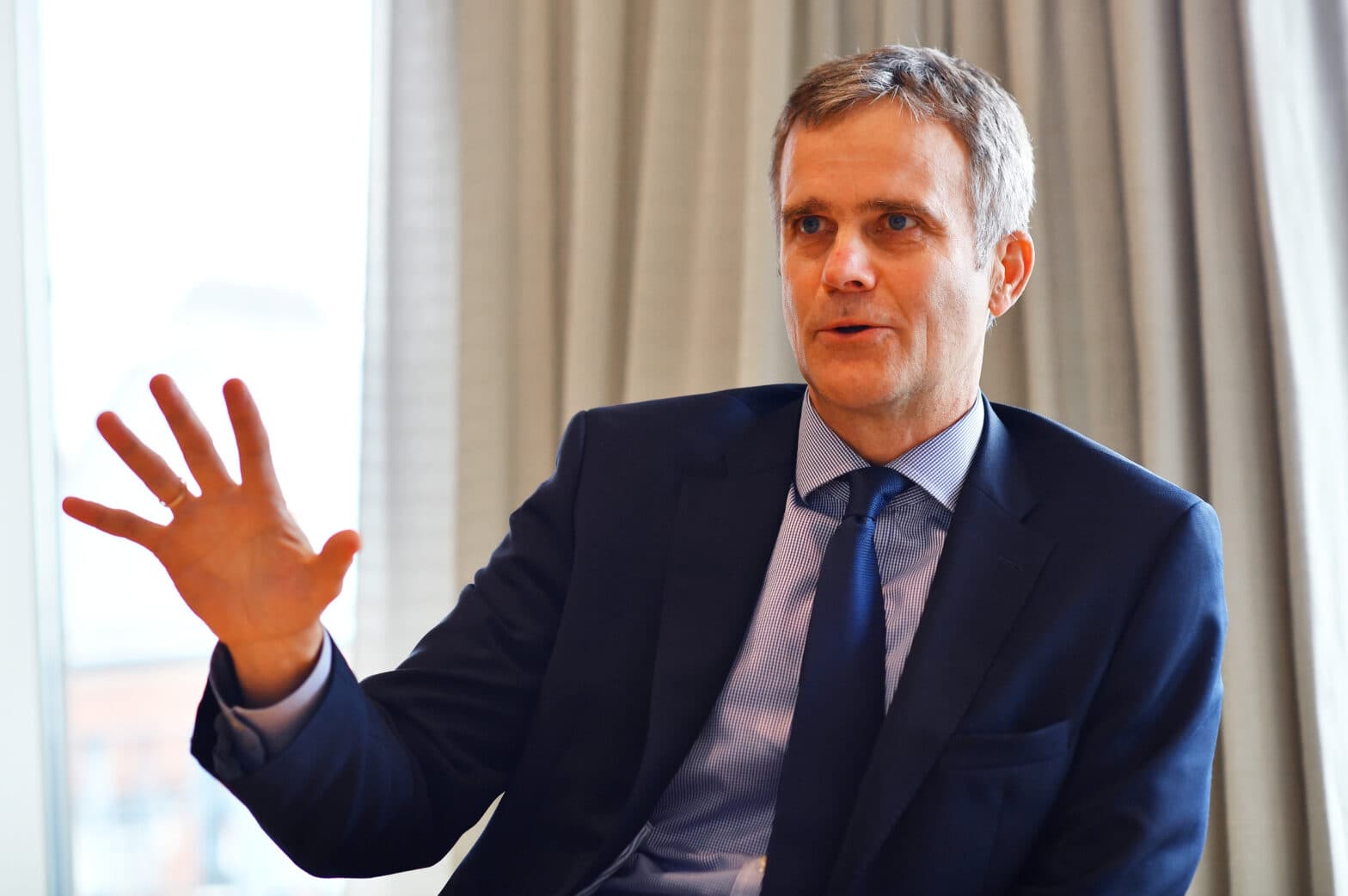 BP Chairman Helge Lund speaks during an interview in London