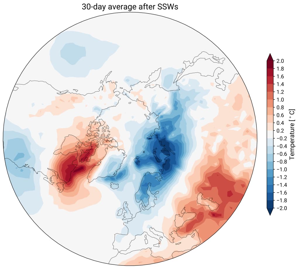 Et kart som viser temperaturen i Stillehavet.