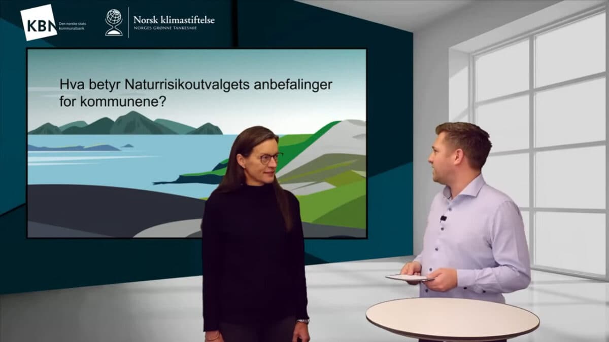 Professor Vigdis Vandvik i samtale med Lars-Henrik Paarup Michelsen, daglig leder i Norsk klimastiftelse.